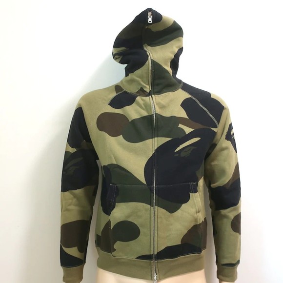 A Bathing Ape Camo Full Zip Hoodie Sweatshirt Green Size Small - Picture 2 of 9